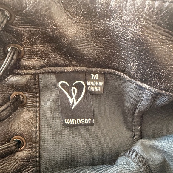 Windsor Black Leather Lace-Up Top - Picture 3 of 3